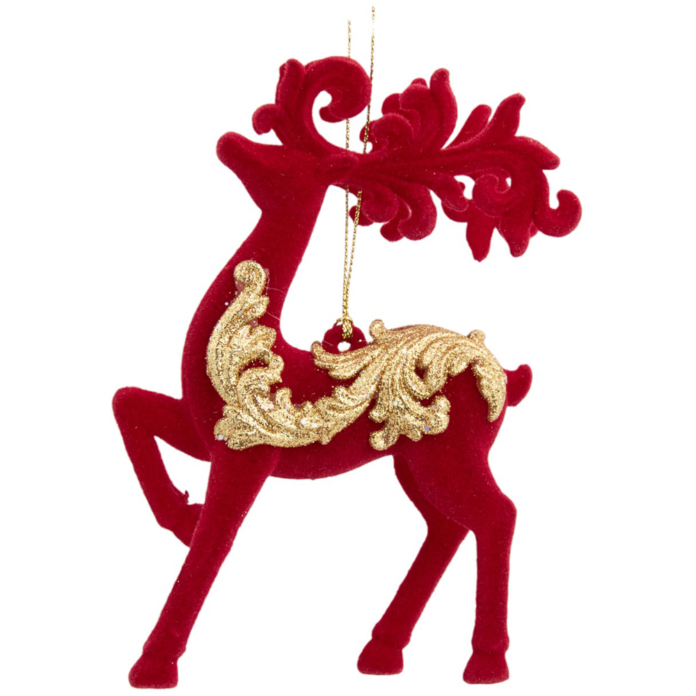 Grace & Glory Red Glitter Reindeer Hanging Decoration Image 3