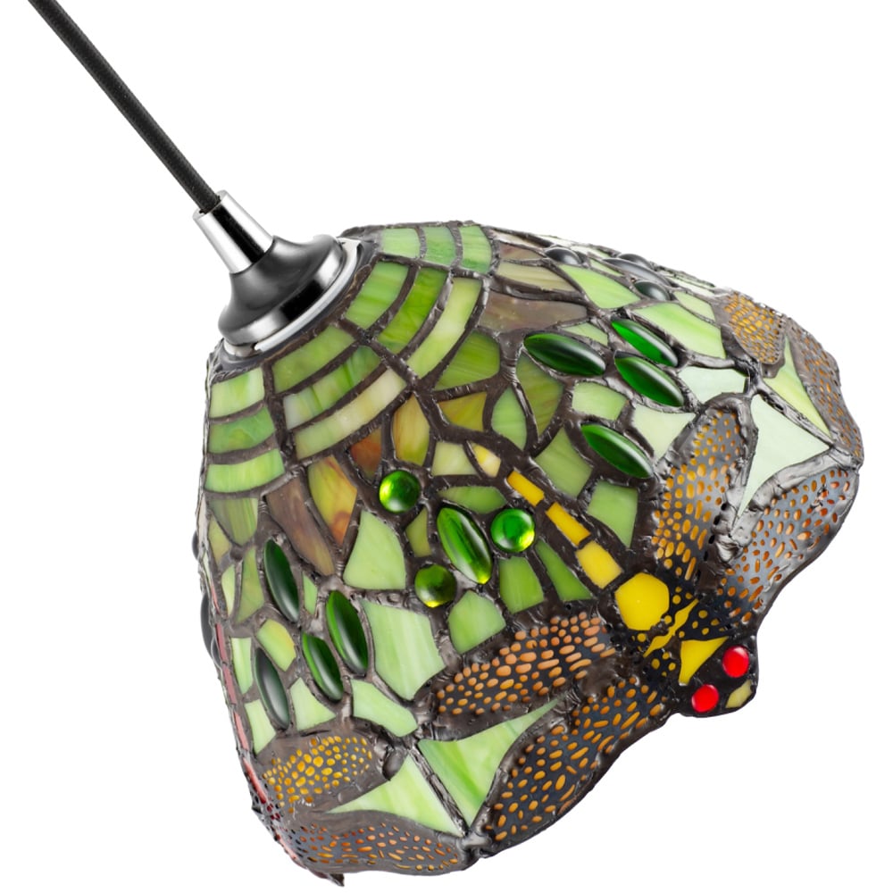 Happy Homewares Green Stained Glass Dragonfly Tiffany Pendant Lighting Shade Image 6