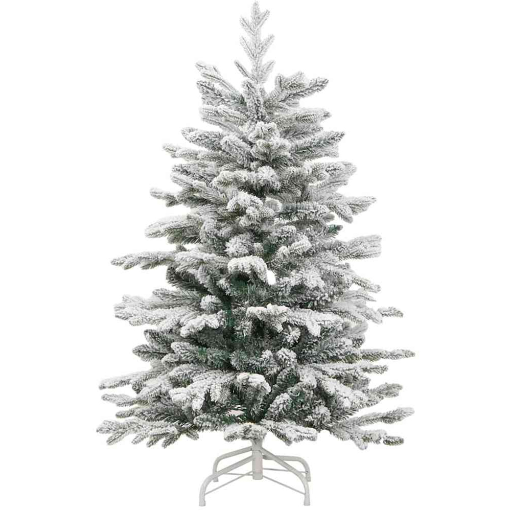 vidaXL Pre-Lit Blue Baubles White Artificial Snow Flocked Christmas Tree 4ft Image 5