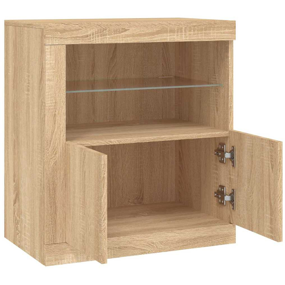vidaXL 2 Door 2 Shelf Brown Oak LED Sideboard Image 5