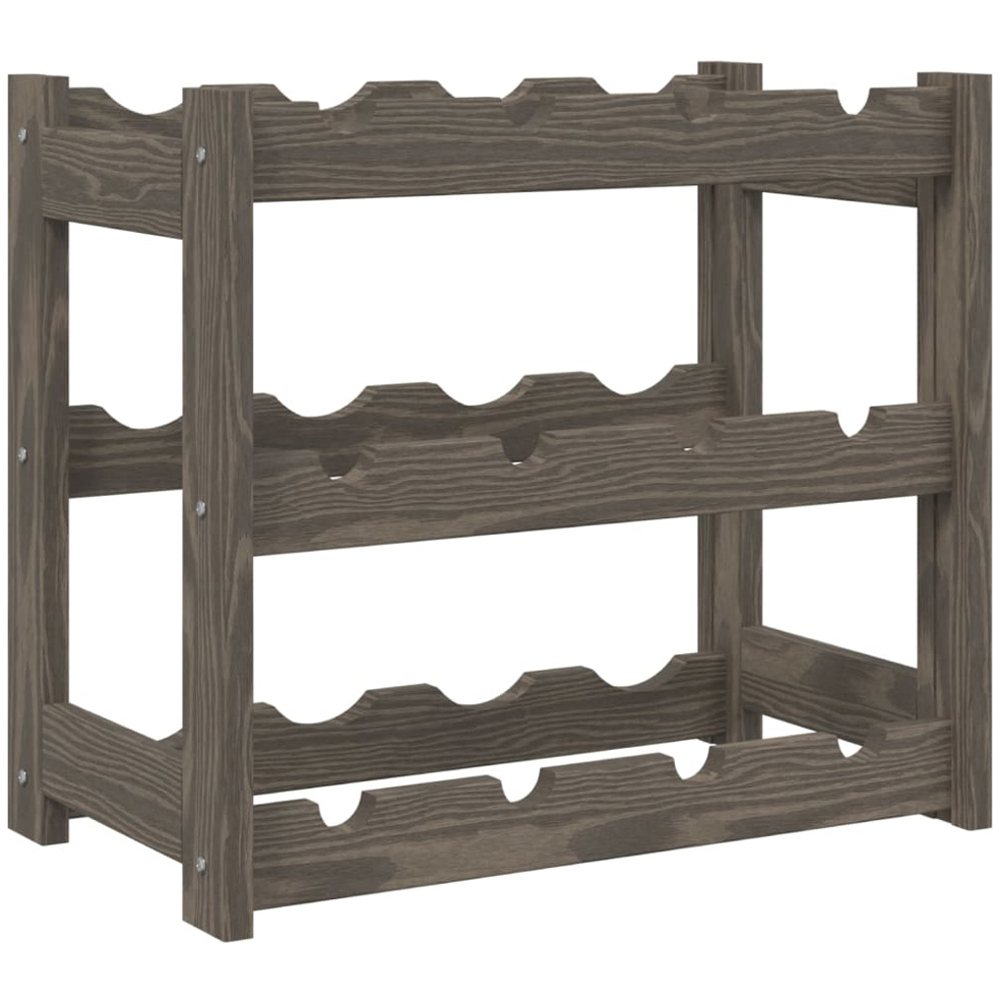 vidaXL 12 Bottle Grey Freestanding Wine Rack Image 1