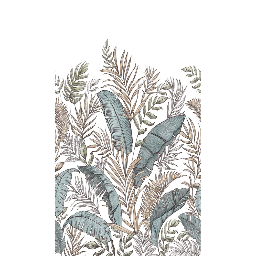 Grandeco Calobra Botanical Jungle Leaf Green and Russet 3 Lane Wall Mural Image 3