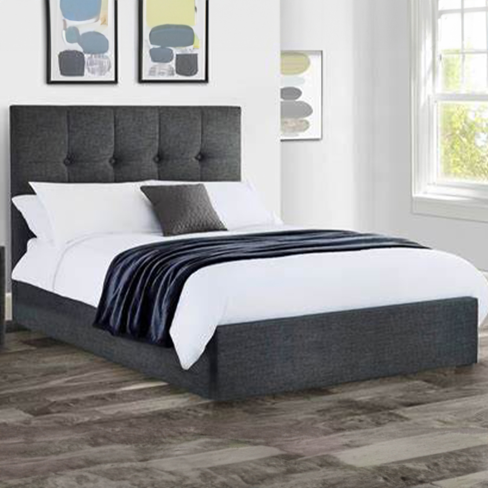 Julian Bowen Sorrento Double Slate Grey Linen Lift Up Storage Bed Image 1