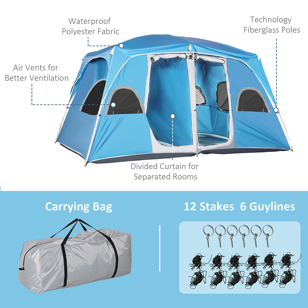 Outsunny 4-8 Person Outdoor Camping Tent Blue Image 5