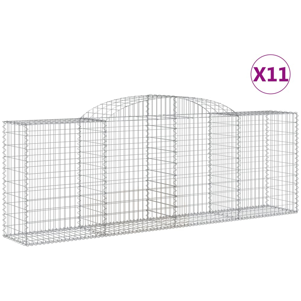 vidaXL Silver Galvanised Iron Arched Gabion Basket 300 x 50 x 100/120cm 11 Pack Image 2