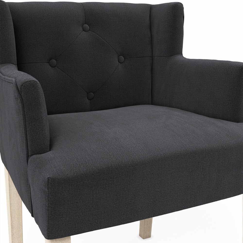 LPD Home Shay Anthracite Linen Winged Back Dining Chair with Arms Image 6