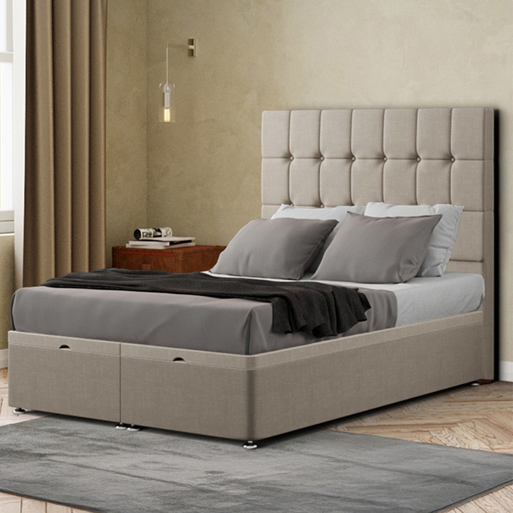 Portland Venezia King Cream Malham Weave Ottoman Bed with Headboard Image 1