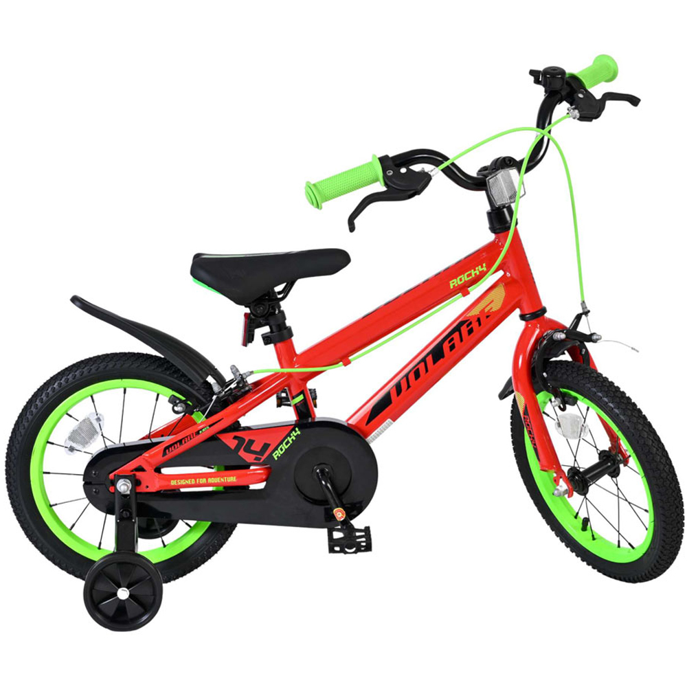 Volare Rocky Kids 14 inch Red Bike with Stabilisers Image 4