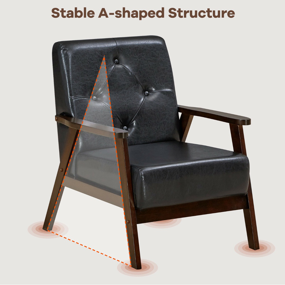 Costway Black PU Leather Accent Sofa Chair Image 5