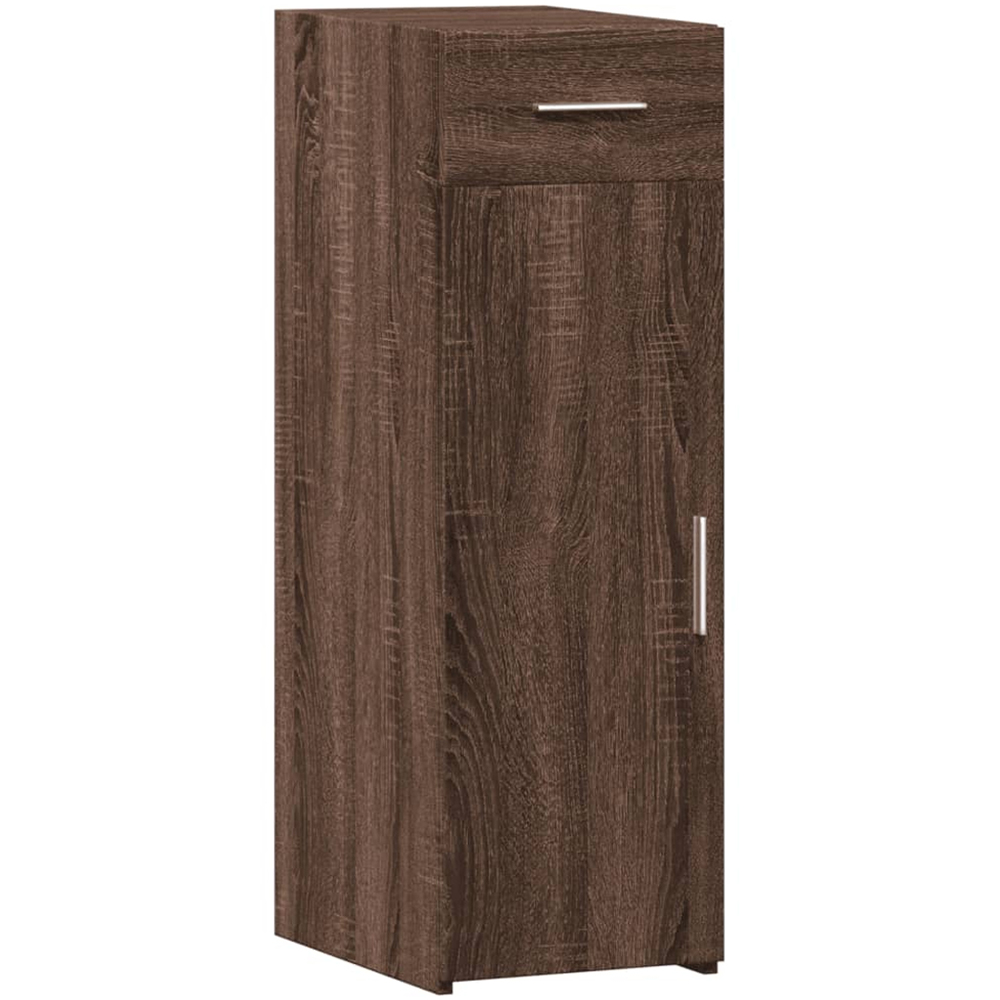 vidaXL Single Door Single Drawer Brown Oak Sideboard Image 2