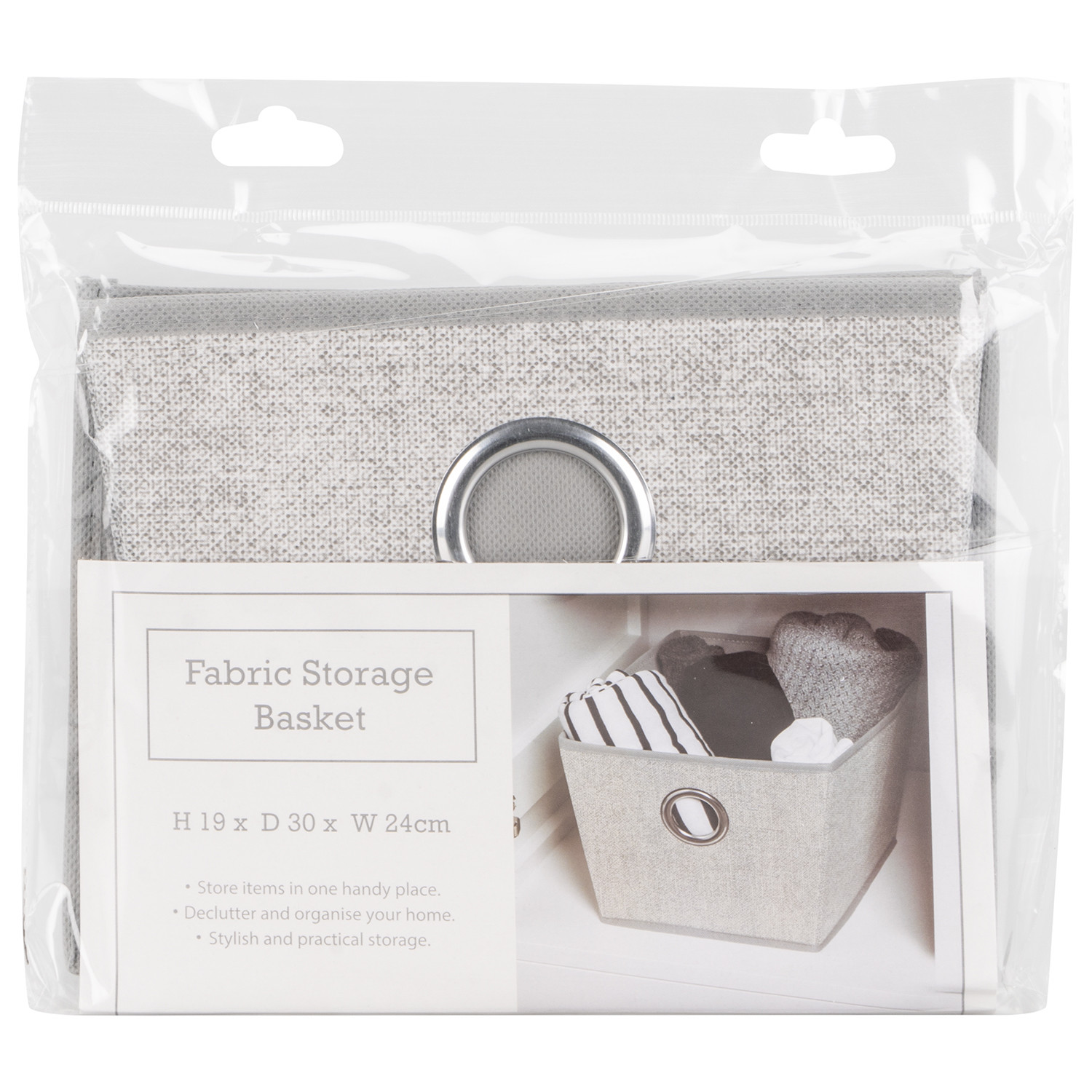 Grey Foldable Fabric Storage Basket - 19cm Image 1