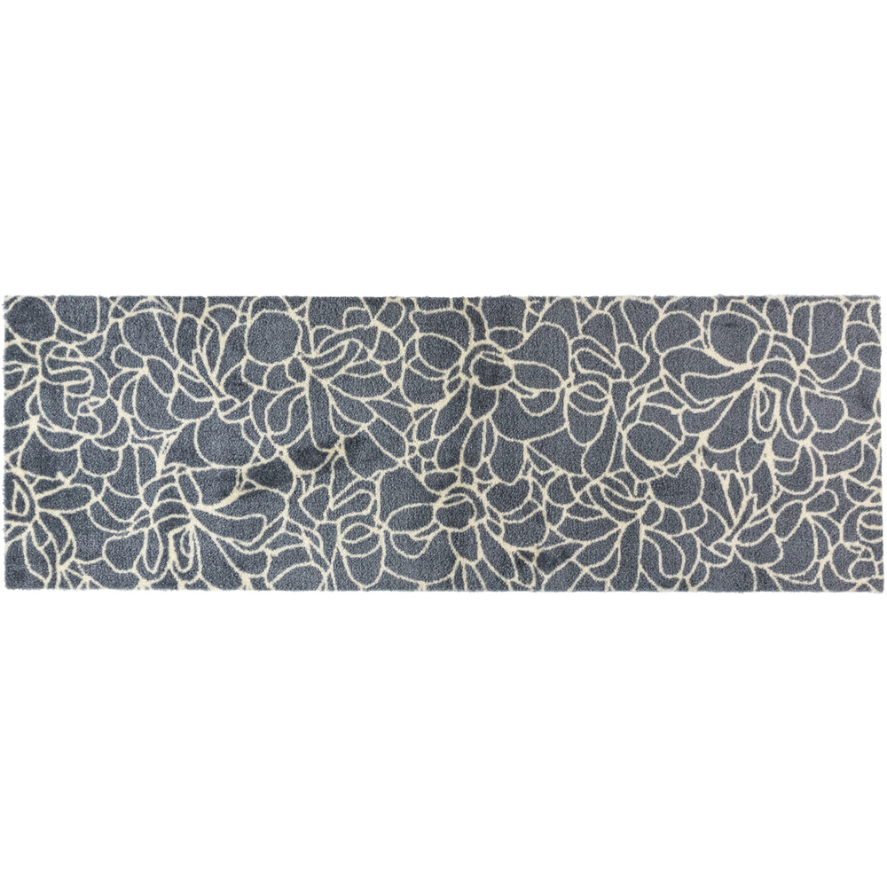 JVL Mega Grey Floral Latex Backed Door Mat and Runner Set Image 5