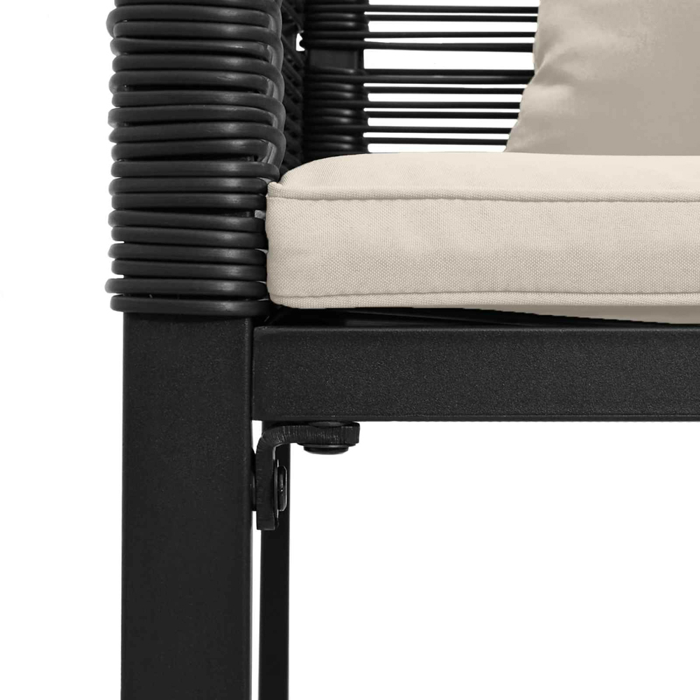 vidaXL Cream and Black Poly Rattan Garden Bench with Cushion 117 x 54 x 74.5cm Image 7