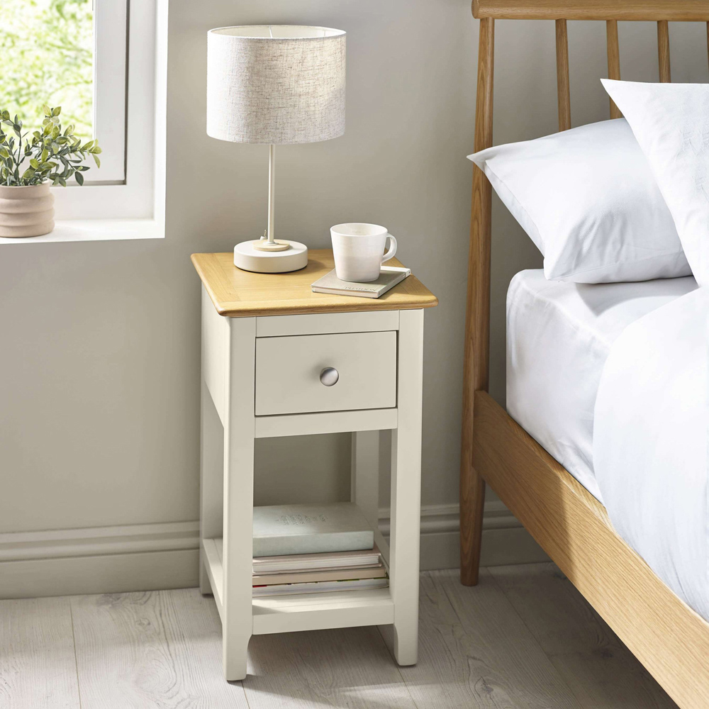 Julian Bowen Somerset Single Drawer Single Shelf Truffle Grey and Oak Compact Bedside Table Image 7