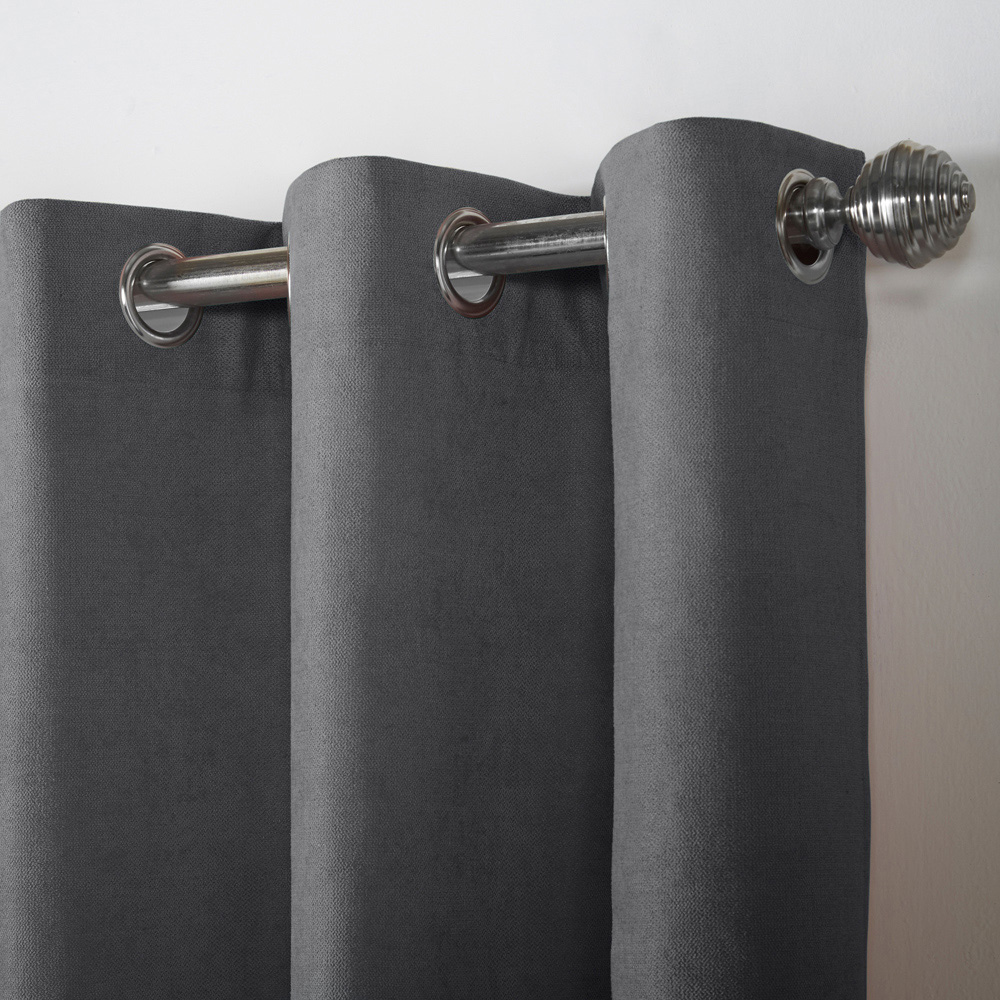 Alan Symonds Slate Velvet Chenille Ring Top Eyelet Curtains 142 x 183cm Image 3