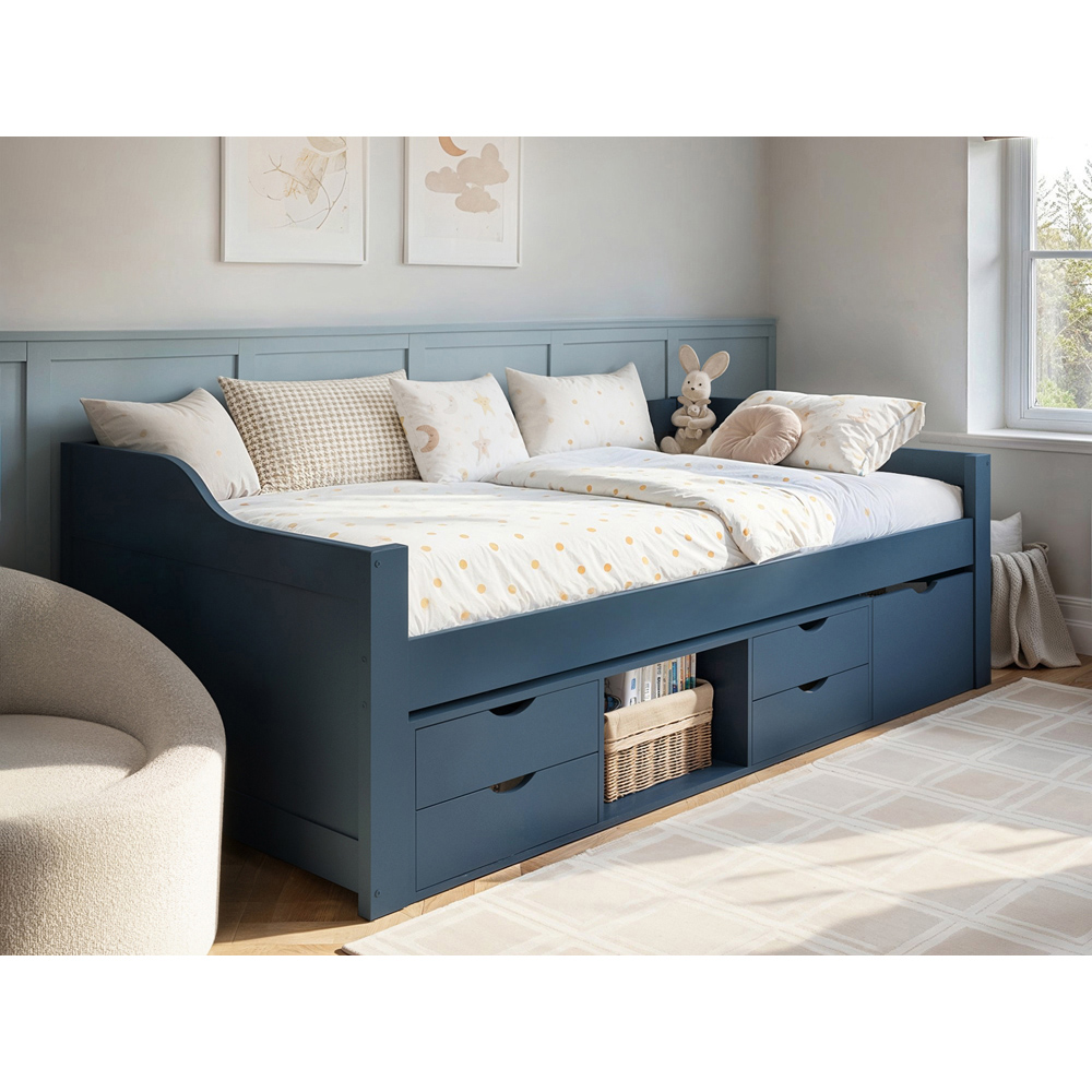 Flair Blair Single Blue Storage Low Sleeper Bed Image 4