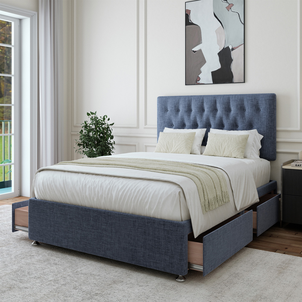 Bedmaster Double Midnight Linen 4 Drawer Divan Base with Lona Headboard Image 2