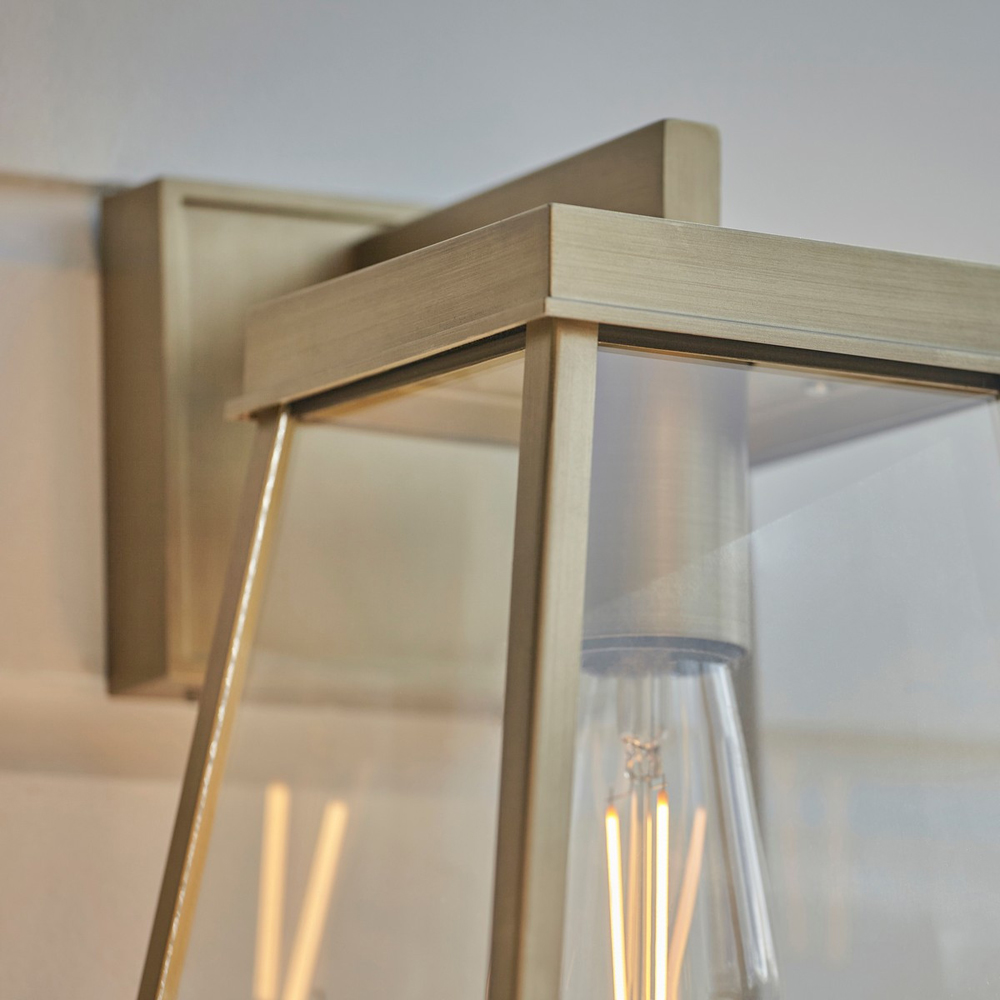 Merano Venice Brushed Gold Clear Glass Outdoor Wall Lantern Image 5