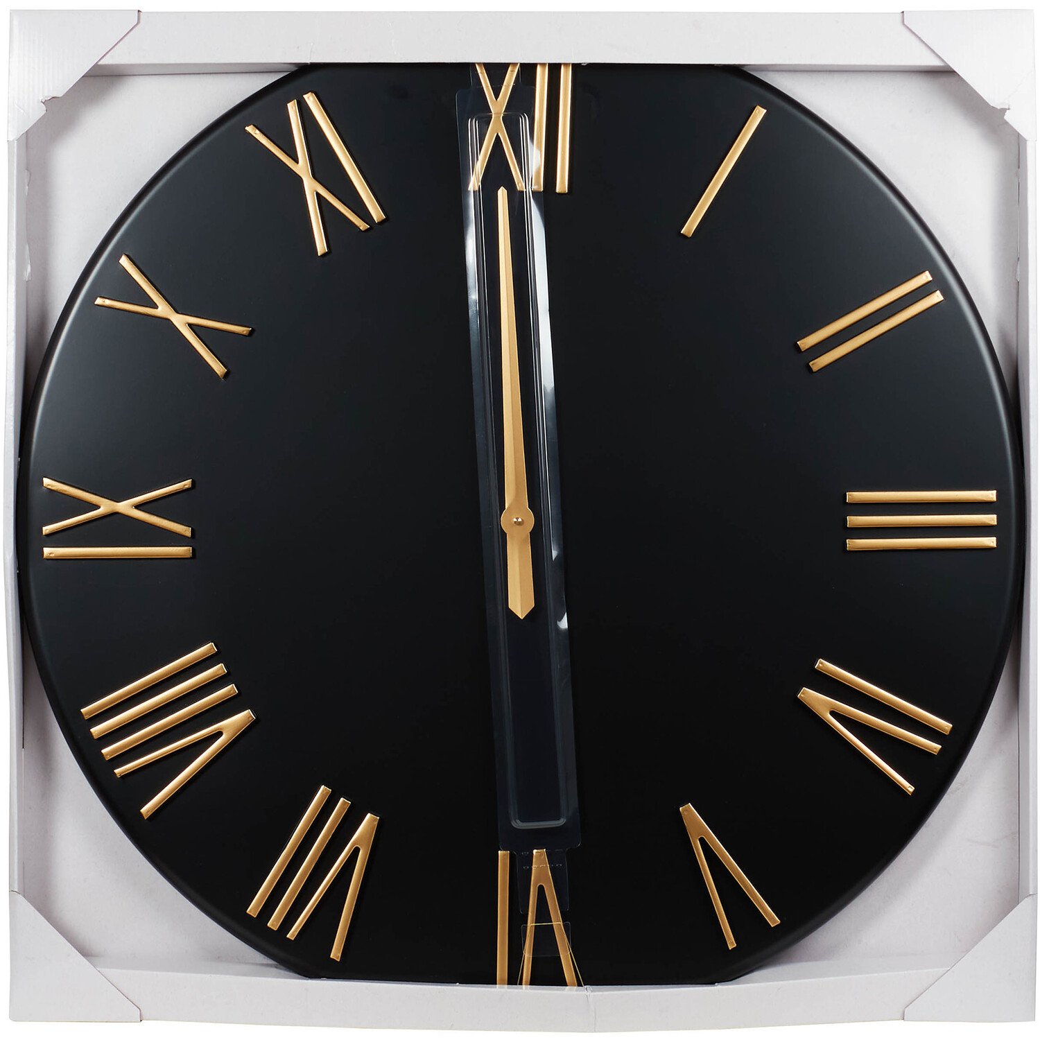 Black and Gold Roman Numeral Round Wall Clock 78cm | Wilko