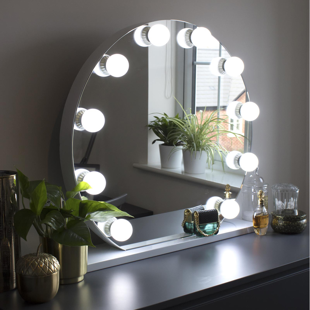 Jack Stonehouse White Audrey Hollywood Frameless Vanity Mirror with 10 LED Image 2