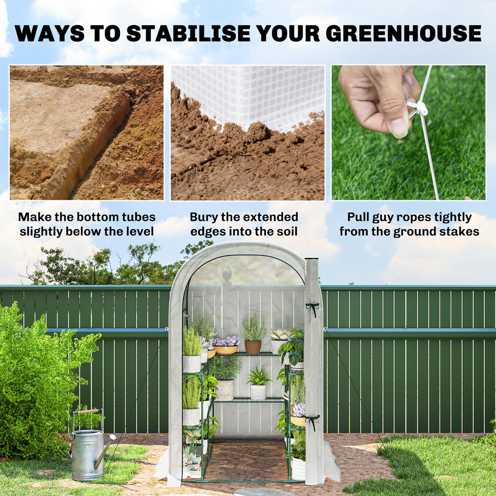Outsunny White 4 x 6ft Walk-In Greenhouse with Roll-up Door Image 5