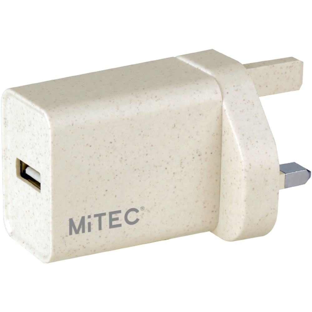 MiTEC Beige Bioplastics Universal 2A USB Mains Wall Charger Image 1