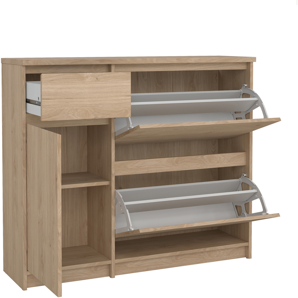 Florence Single Door 3 Drawer Jackson Hickory Oak Shoe Cabinet Image 4