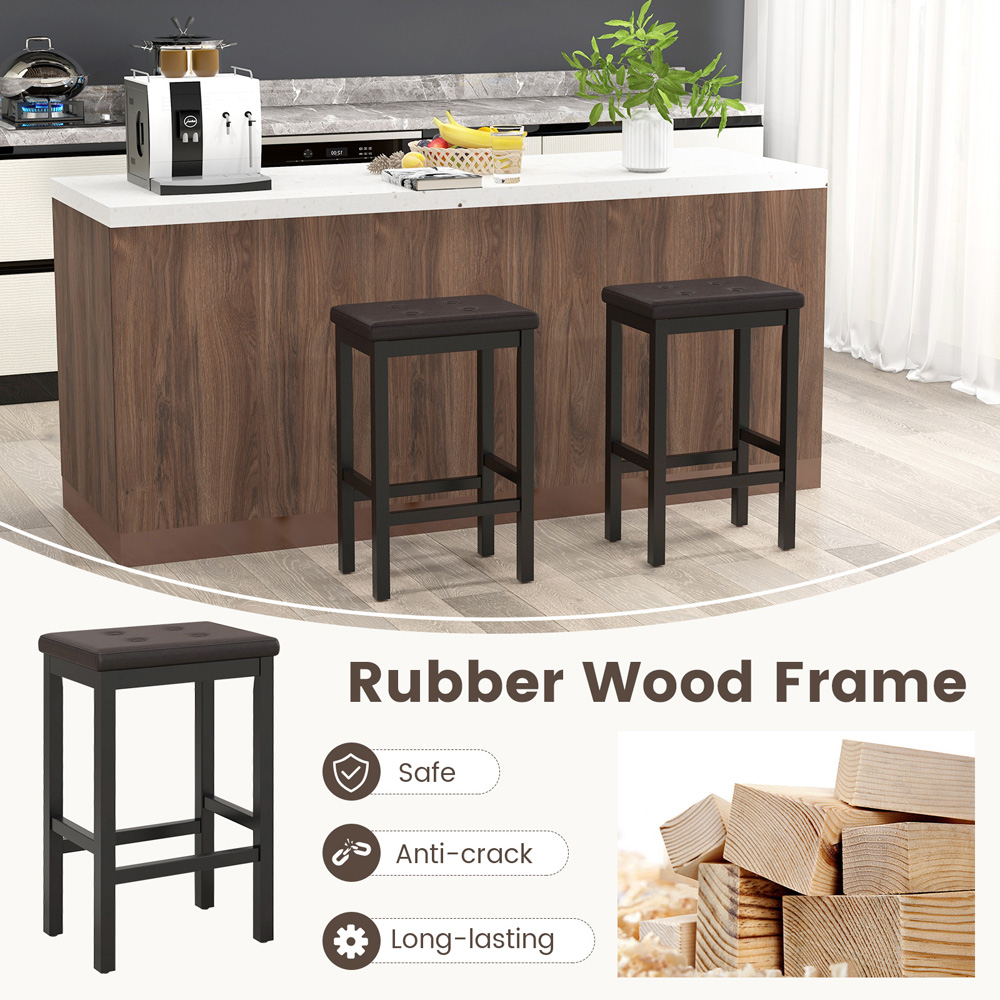 Costway Brown Bar Stool Set of 2 Image 6