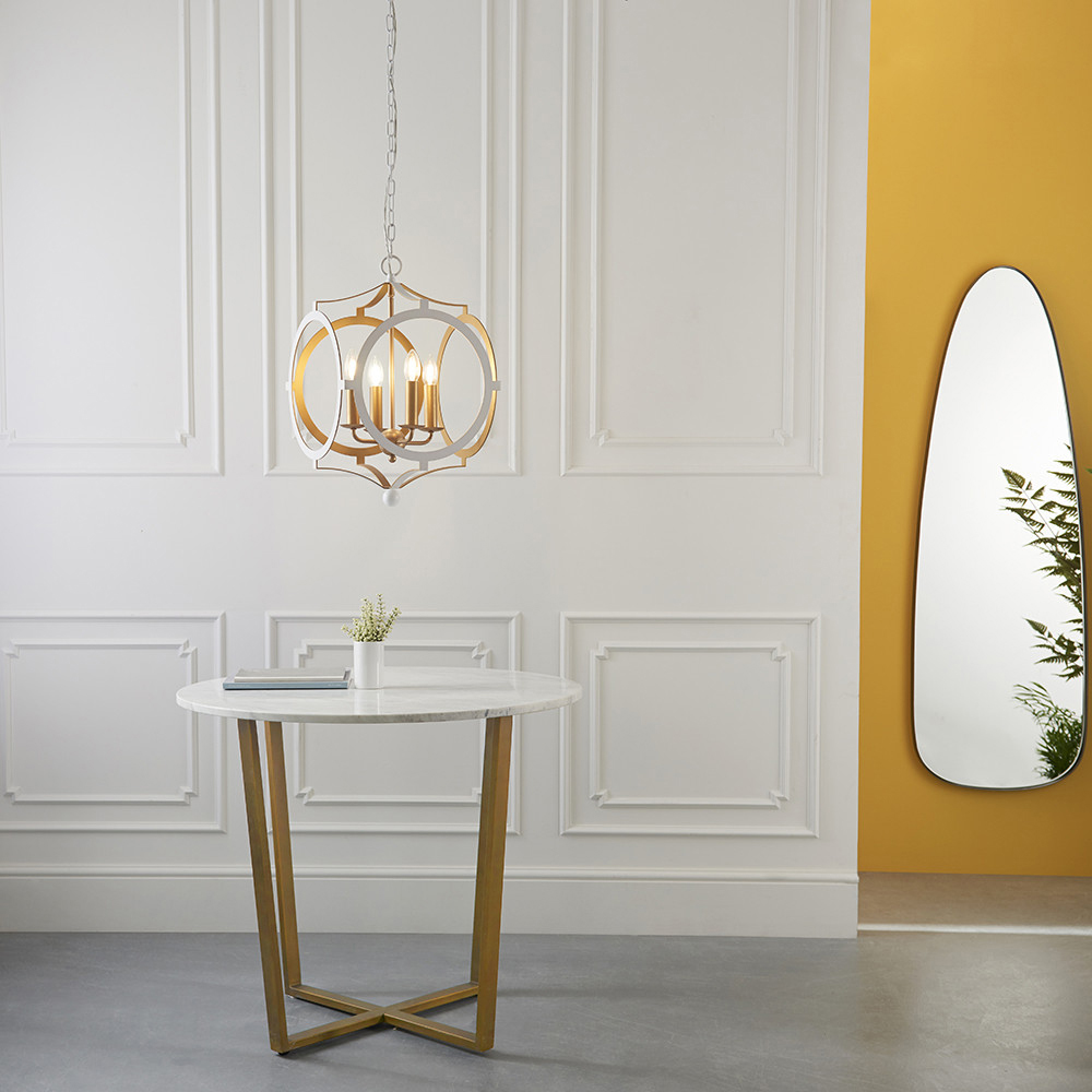 Merano Vicenza Matt White and Gold 4 Light Pendant Ceiling Light Image 6