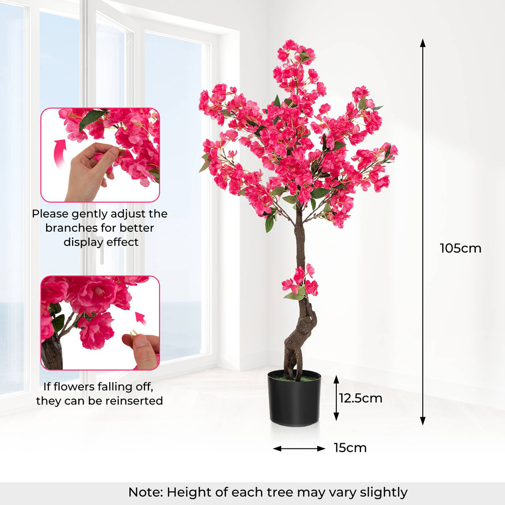 Costway Artificial Plum Blossom Tree 105cm 2 Pack Image 8