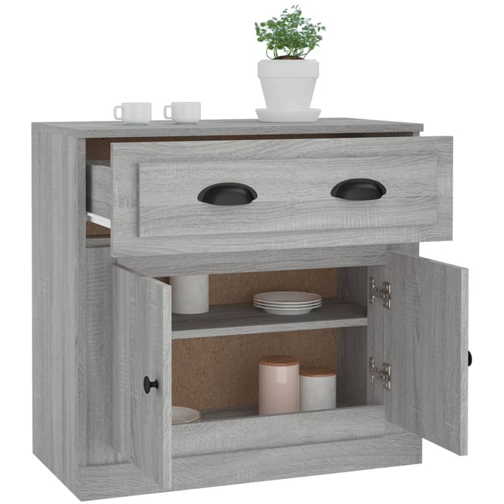 vidaXL 2 Door Single Drawer Grey Sonoma Wooden Sideboard Image 4