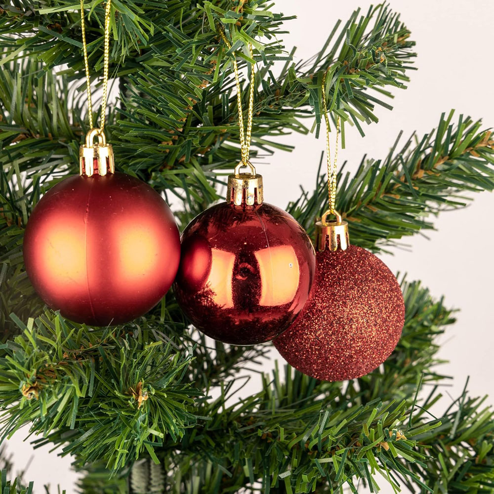 Shatchi Red 5cm Shatterproof Christmas Bauble 18 Pack Image 3