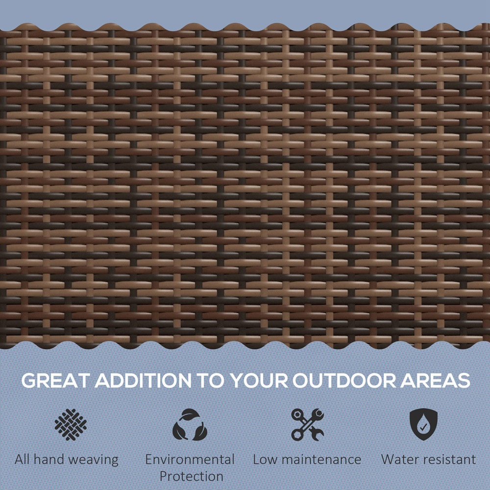 Outsunny 2 Seater Brown Rattan Garden Loveseat Bench Image 6