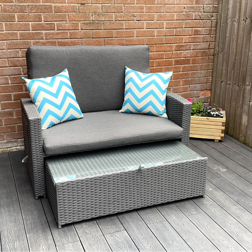 Outdoor Living Oasis 2 Seater Grey Sofa Daybed Set Image 7