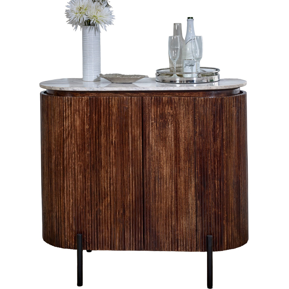 Brooklyn Opal 4 Door Marble Top Solid Wood Drinks Cabinet Image 2