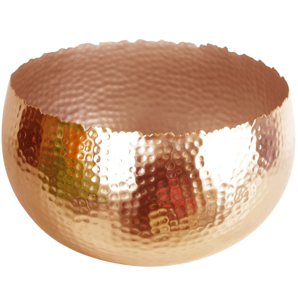 Botanik Copper Metal Curved Edge Hammered Planter 20 x 32cm Image 1