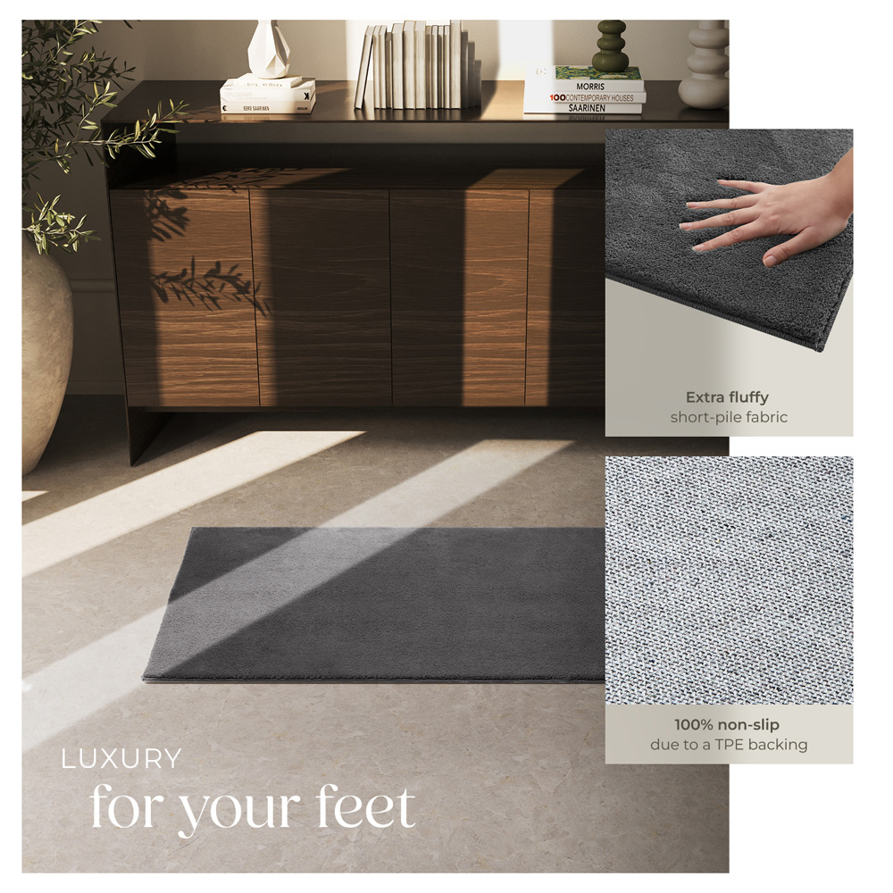 tectake Zonelle Anthracite Short Pile Ultra Soft Rug 110 x 60cm Image 4