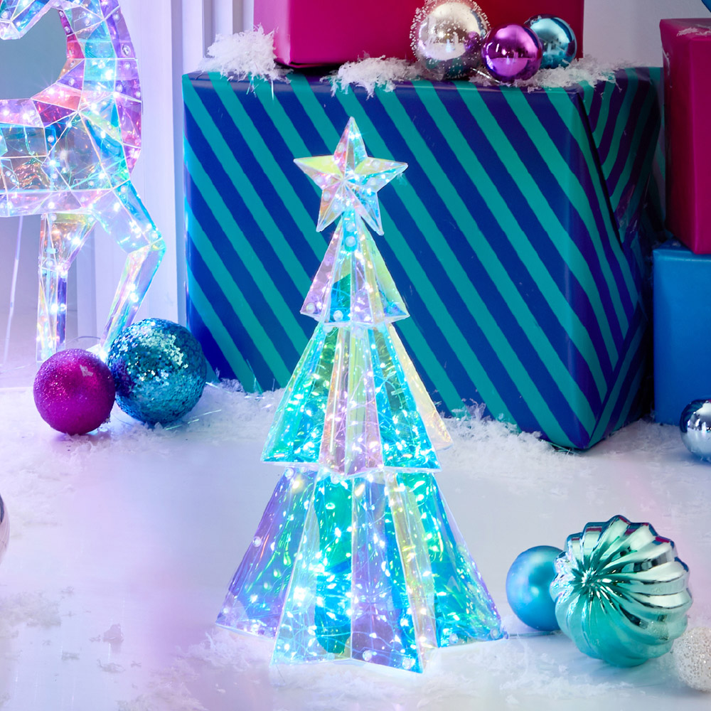 The Christmas Workshop 100 Cool White LED Iridescent Mini Xmas Tree Decoration 1.2ft Image 3