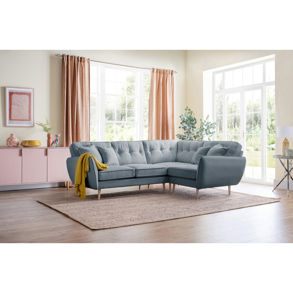 Opry Faro 4 Seater Button Back Denim Corner Sofa Image 5