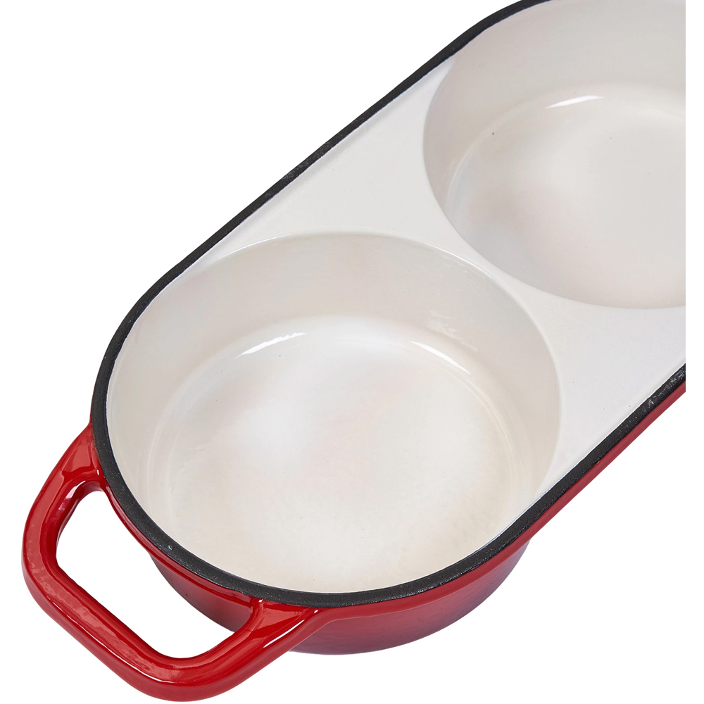 Living and Home Red Oval Enamelled Cast Iron Double Loaf Bread Pot Image 5
