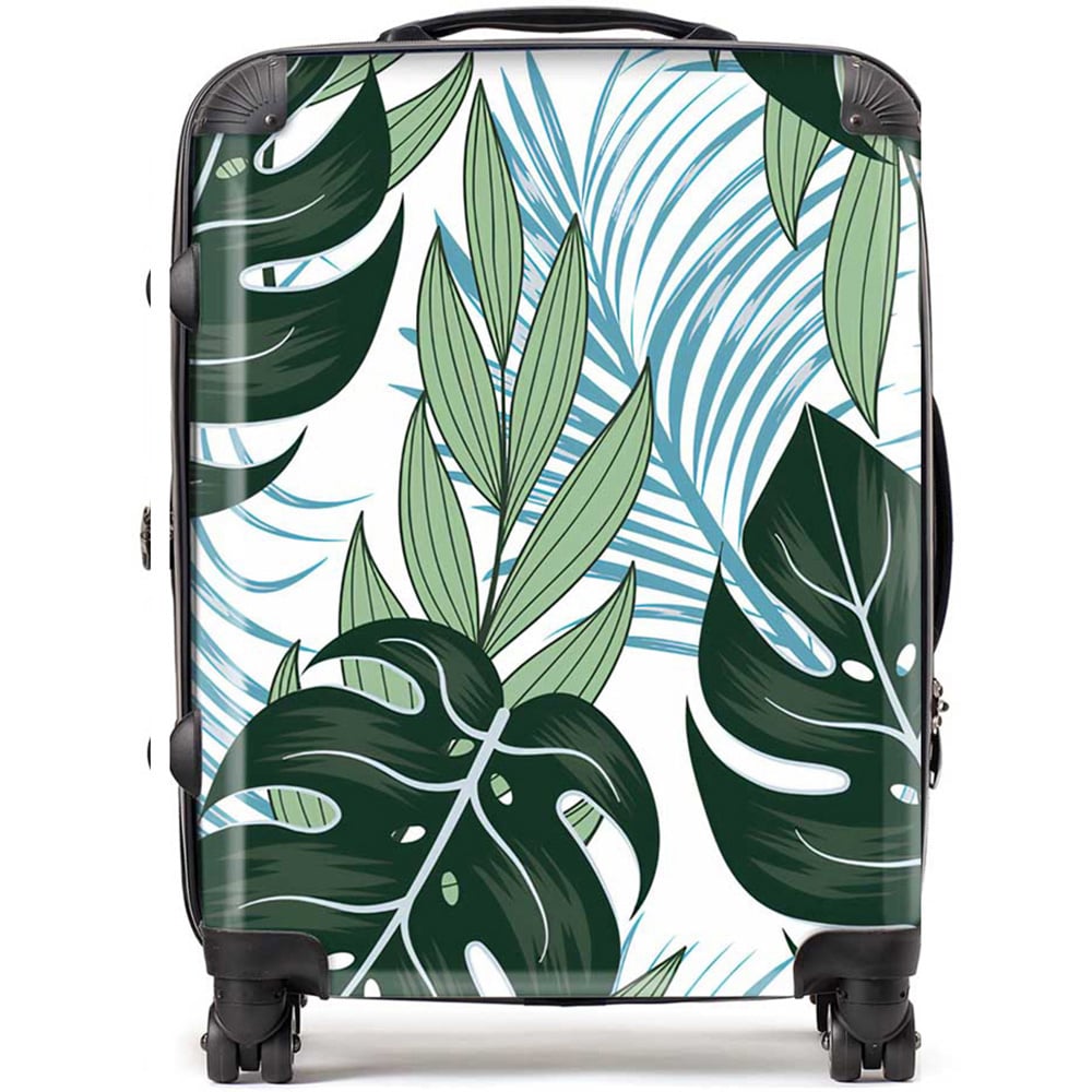 Warren Reed Designer Large Tropical Pattern with Bright Plants and Flowers Suitcase Image 1