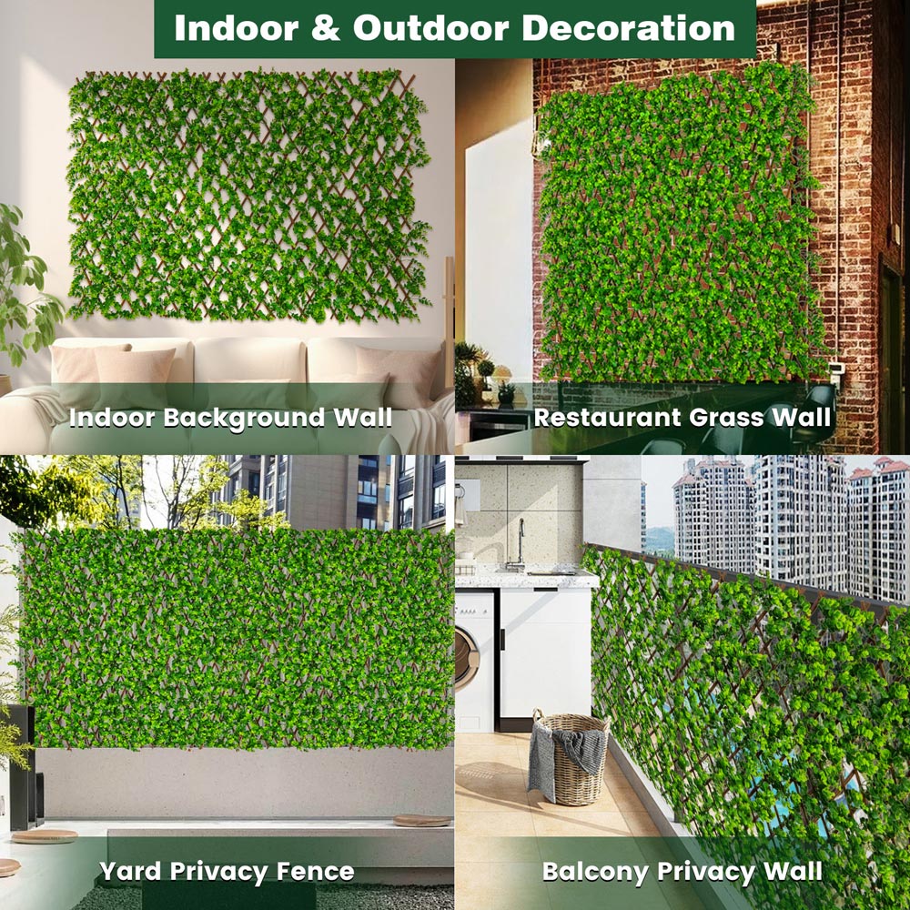 Costway Green 2.9 x 5.9ft Decorative Fence Panel with Real Willow Frame Image 5