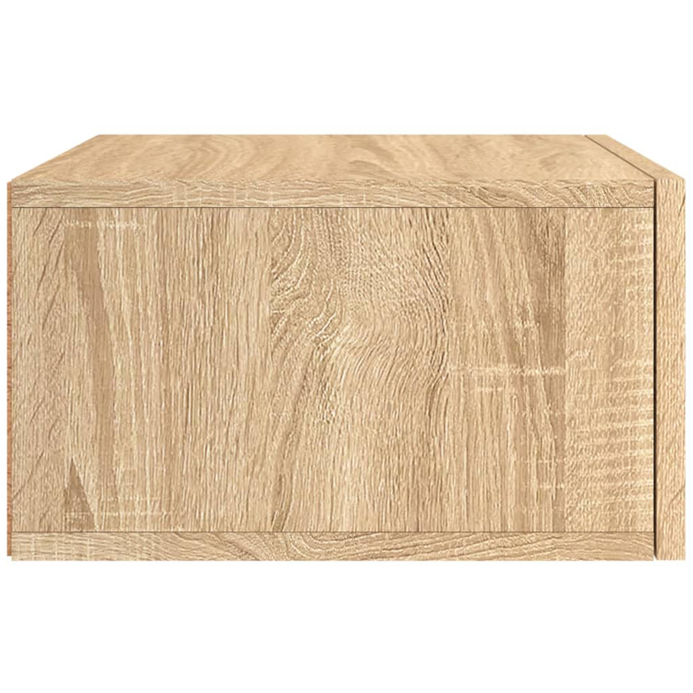 vidaXL Single Drawer Sonoma Oak Wall Mounted Bedside Cabinet with Brown Handle Image 6