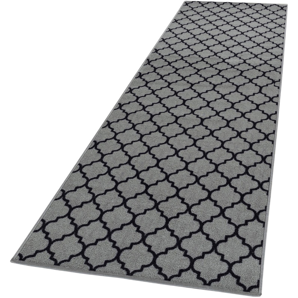 Smart Living Trellis Grey and Black Gel Back Non-Slip Door Mat 50 x 80cm Image 1