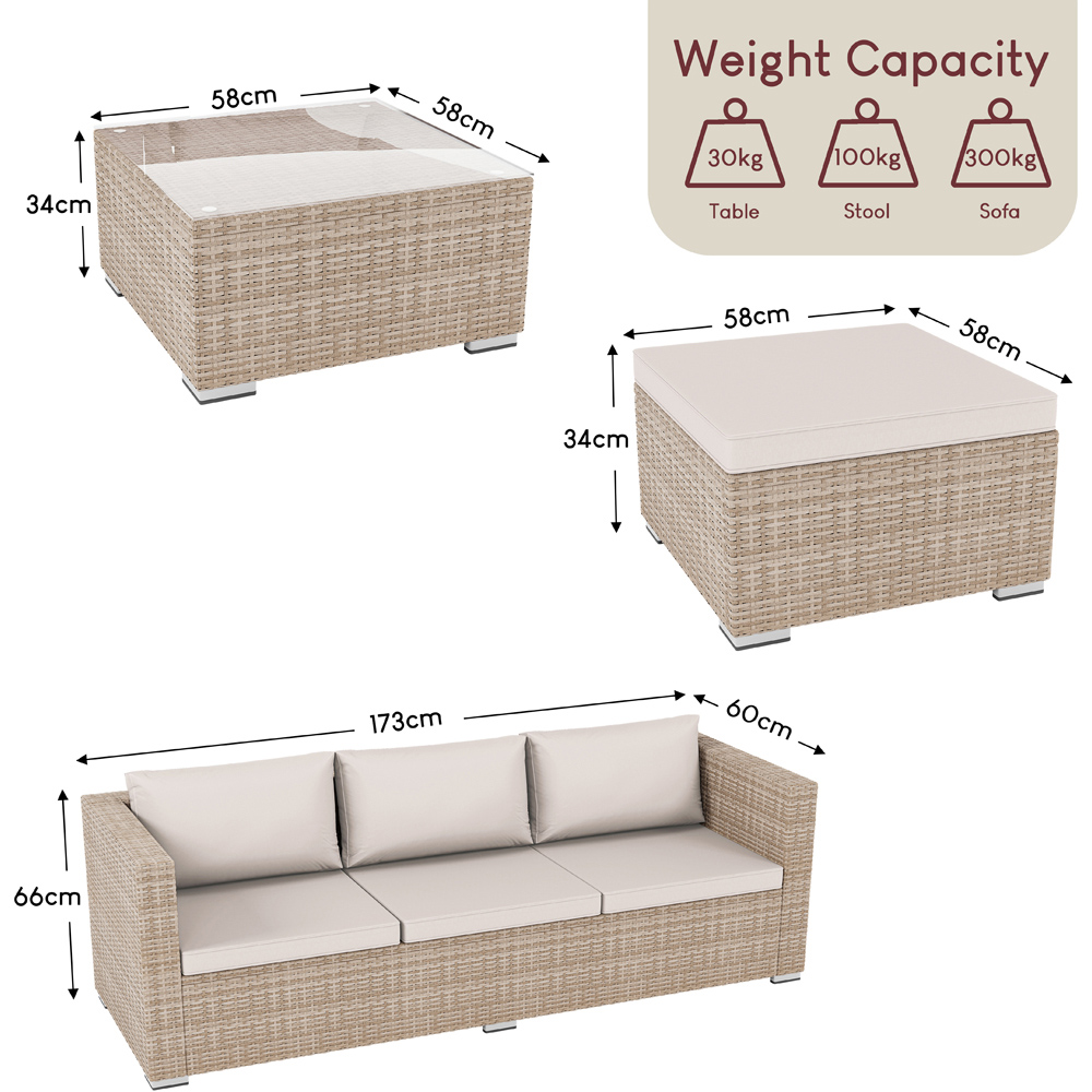 GARDEN VIDA Hampton 4 Seater Natural PE Rattan Garden Corner Lounge Set Image 9