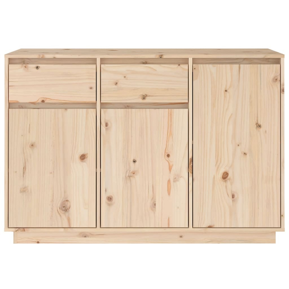 vidaXL 3 Door 2 Drawer Natural Solid Pine Wood Sideboard Image 3