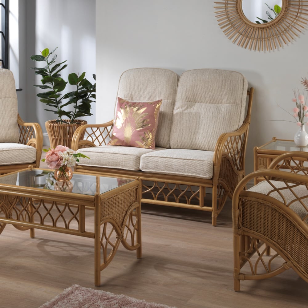 Desser Furniture Oslo 2 Seater Light Oak Natural Rattan Jasper Sofa Image 4