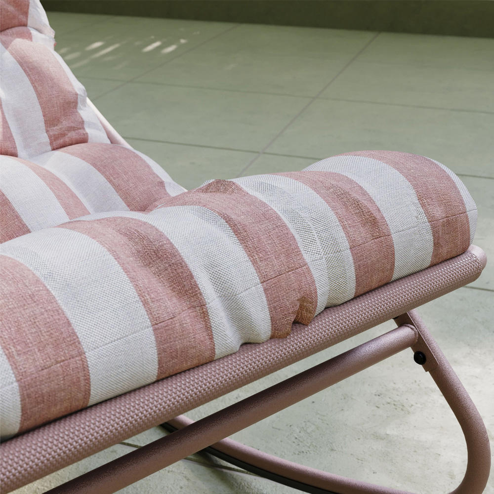 Charles Bentley Porto Terracotta Stripe Olefin Fabric Garden Rocking Chair Image 8