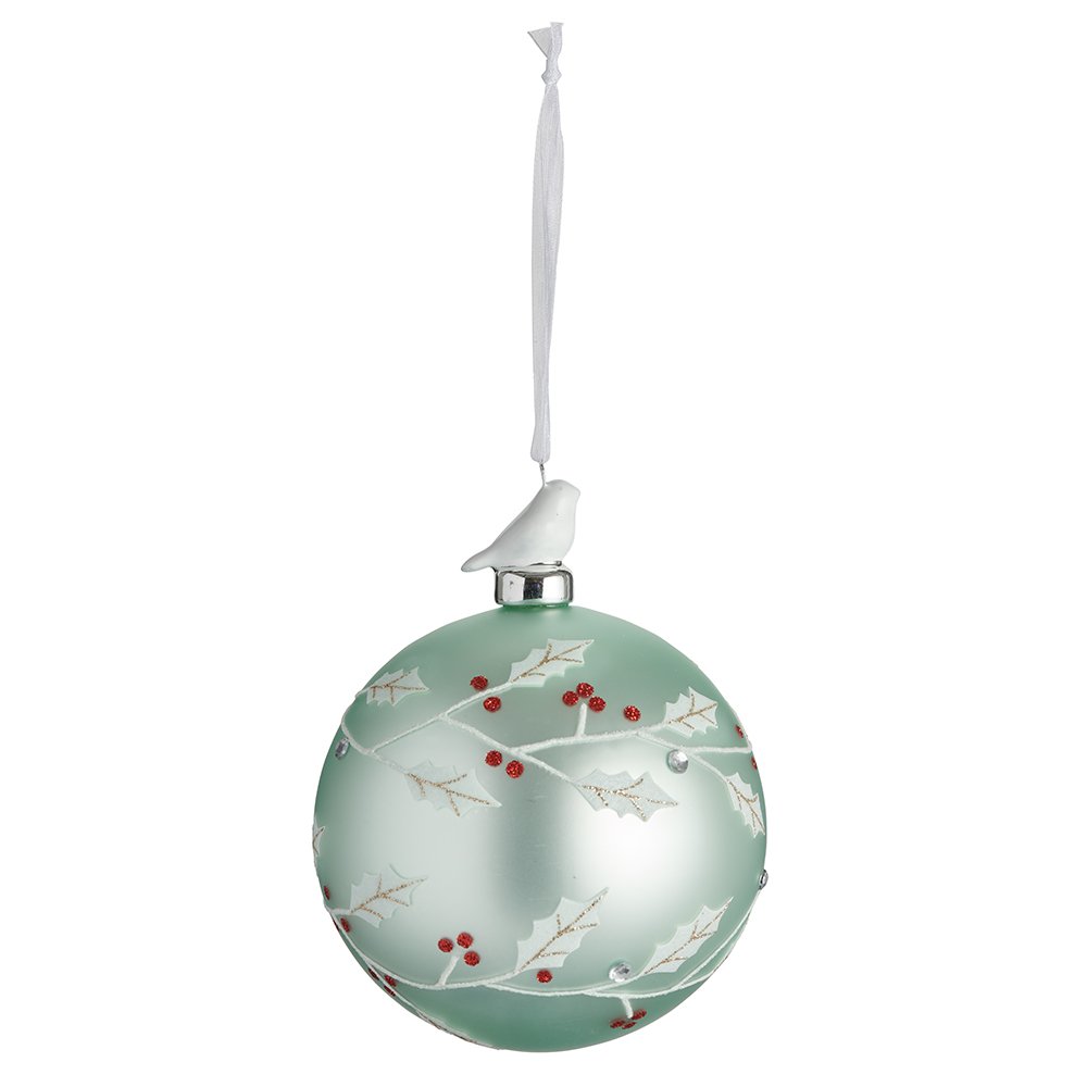 Wilko Frost Mint Holly Decoration 10cm 2pk Image 2