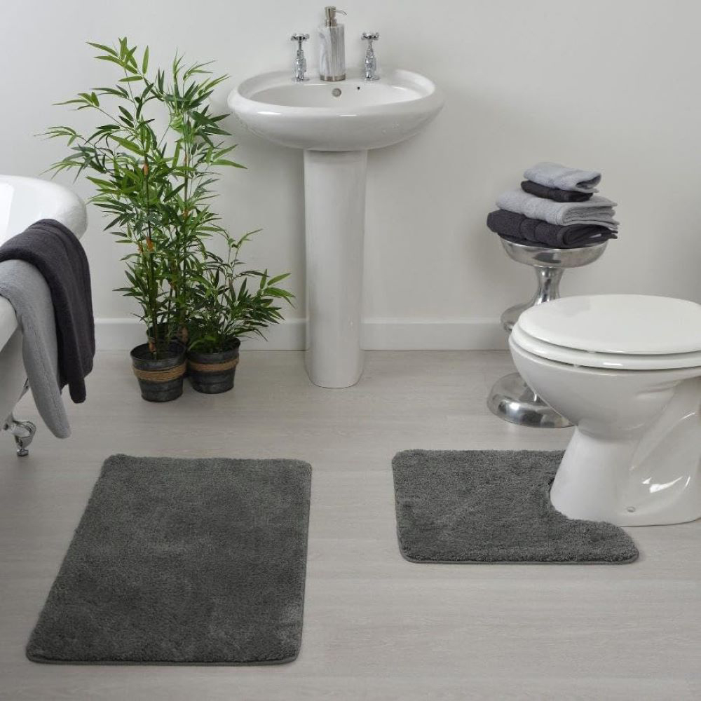 Allure Bath Fashions Charcoal Grey Microfibre Luxury Non-Slip Pedestal Mat 50 x 50cm Image 2